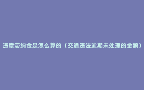 违章滞纳金是怎么算的（交通违法逾期未处理的金额）