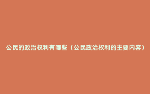 公民的政治权利有哪些（公民政治权利的主要内容）