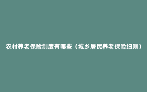 农村养老保险制度有哪些（城乡居民养老保险细则）