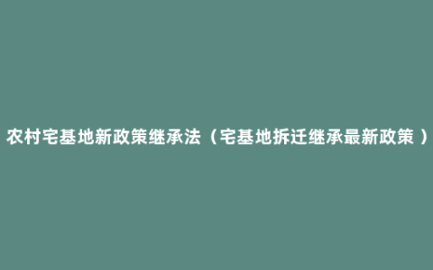 农村宅基地新政策继承法（宅基地拆迁继承最新政策 ）