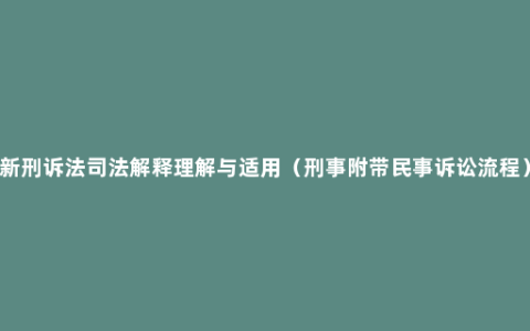 新刑诉法司法解释理解与适用（刑事附带民事诉讼流程）