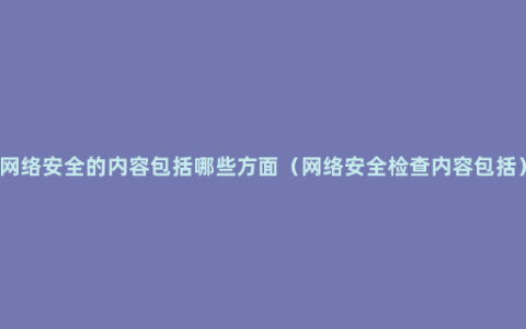 网络安全的内容包括哪些方面（网络安全检查内容包括）