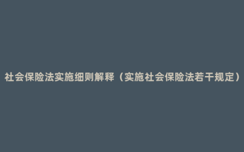 社会保险法实施细则解释（实施社会保险法若干规定）