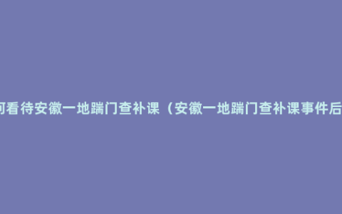 如何看待安徽一地踹门查补课（安徽一地踹门查补课事件后续）