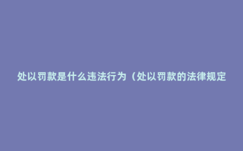 处以罚款是什么违法行为（处以罚款的法律规定