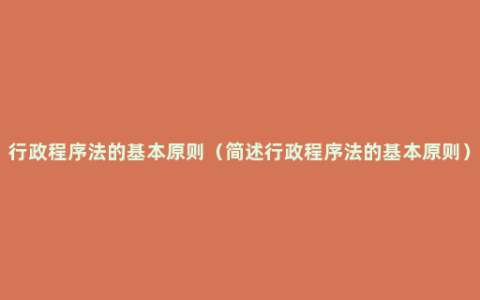 行政程序法的基本原则（简述行政程序法的基本原则）