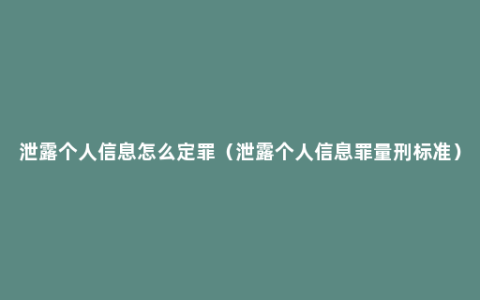 泄露个人信息怎么定罪（泄露个人信息罪量刑标准）