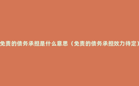 免责的债务承担是什么意思（免责的债务承担效力待定）