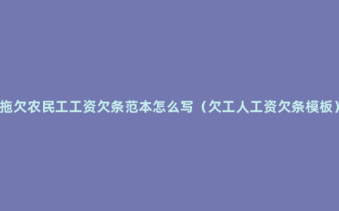 拖欠农民工工资欠条范本怎么写（欠工人工资欠条模板）