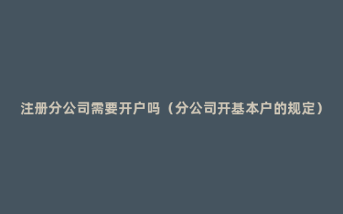 注册分公司需要开户吗（分公司开基本户的规定）