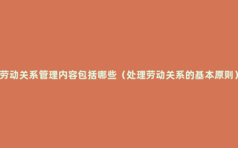 劳动关系管理内容包括哪些（处理劳动关系的基本原则）