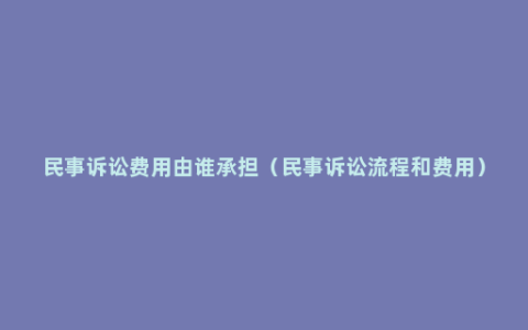 民事诉讼费用由谁承担（民事诉讼流程和费用）