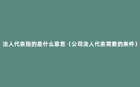 法人代表指的是什么意思（公司法人代表需要的条件）