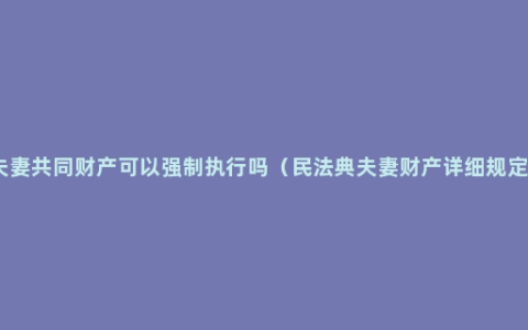 夫妻共同财产可以强制执行吗（民法典夫妻财产详细规定）