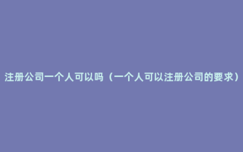 注册公司一个人可以吗（一个人可以注册公司的要求）