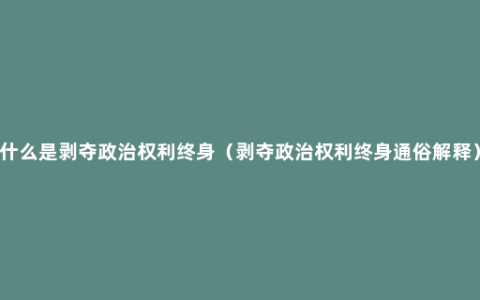 什么是剥夺政治权利终身（剥夺政治权利终身通俗解释）