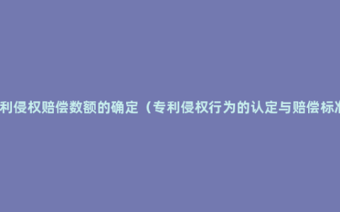 专利侵权赔偿数额的确定（专利侵权行为的认定与赔偿标准）