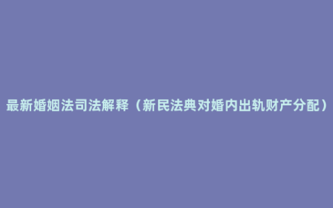 最新婚姻法司法解释（新民法典对婚内出轨财产分配）