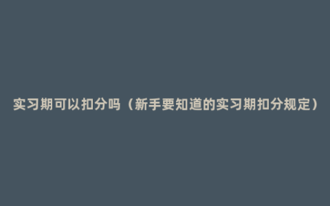 实习期可以扣分吗（新手要知道的实习期扣分规定）