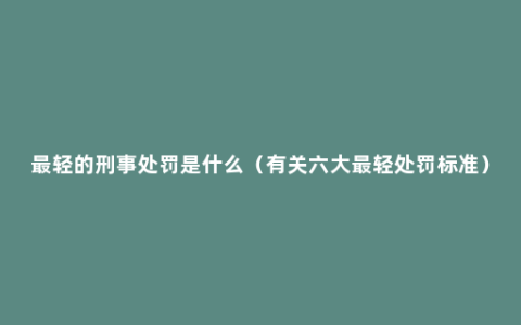 最轻的刑事处罚是什么（有关六大最轻处罚标准）