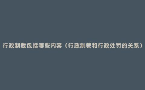 行政制裁包括哪些内容（行政制裁和行政处罚的关系）