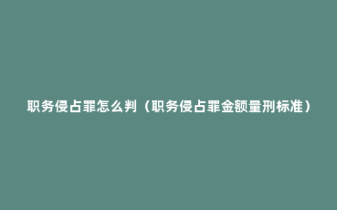 职务侵占罪怎么判（职务侵占罪金额量刑标准）