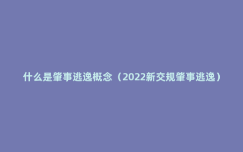 什么是肇事逃逸概念（2022新交规肇事逃逸）