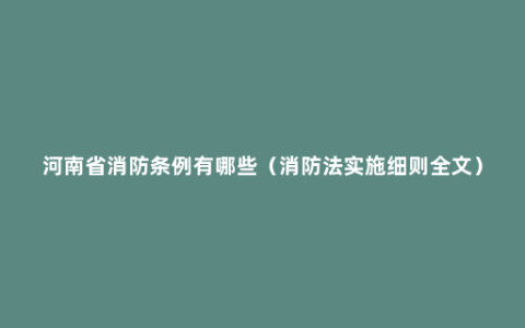 河南省消防条例有哪些（消防法实施细则全文）