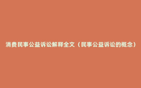 消费民事公益诉讼解释全文（民事公益诉讼的概念）