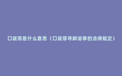 口袋罪是什么意思（口袋罪寻衅滋事的法律规定）