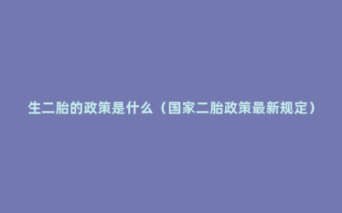 生二胎的政策是什么（国家二胎政策最新规定）