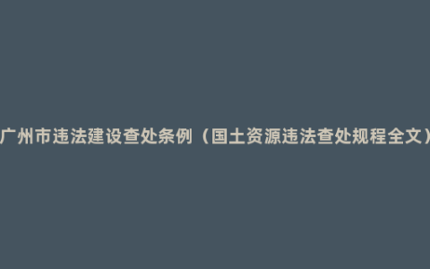 广州市违法建设查处条例（国土资源违法查处规程全文）