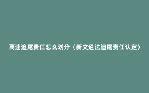 高速追尾责任怎么划分（新交通法追尾责任认定）