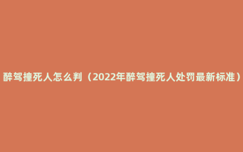 醉驾撞死人怎么判（2022年醉驾撞死人处罚最新标准）