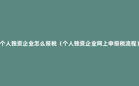 个人独资企业怎么报税（个人独资企业网上申报税流程）