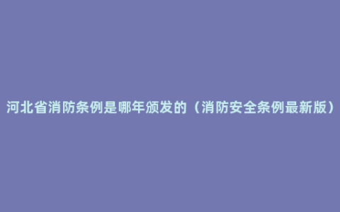 河北省消防条例是哪年颁发的（消防安全条例最新版）