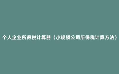 个人企业所得税计算器（小规模公司所得税计算方法）