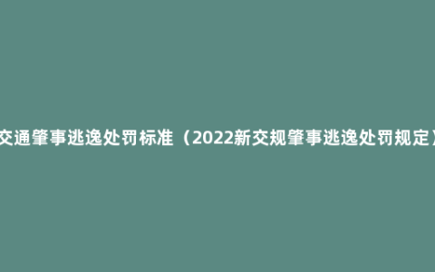 交通肇事逃逸处罚标准（2022新交规肇事逃逸处罚规定）