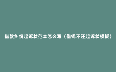 借款纠纷起诉状范本怎么写（借钱不还起诉状模板）