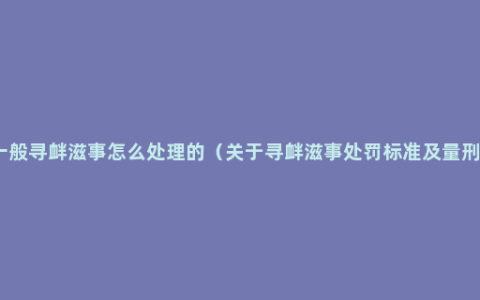 一般寻衅滋事怎么处理的（关于寻衅滋事处罚标准及量刑）