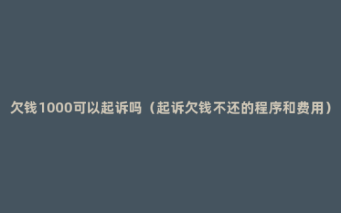 欠钱1000可以起诉吗（起诉欠钱不还的程序和费用）