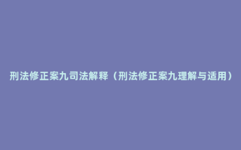 刑法修正案九司法解释（刑法修正案九理解与适用）