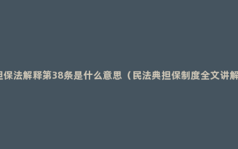 担保法解释第38条是什么意思（民法典担保制度全文讲解）