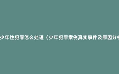 青少年性犯罪怎么处理（少年犯罪案例真实事件及原因分析）