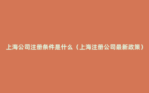 上海公司注册条件是什么（上海注册公司最新政策）