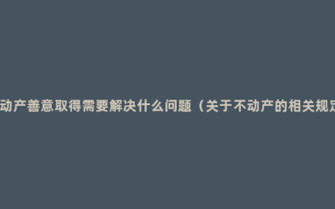 不动产善意取得需要解决什么问题（关于不动产的相关规定）