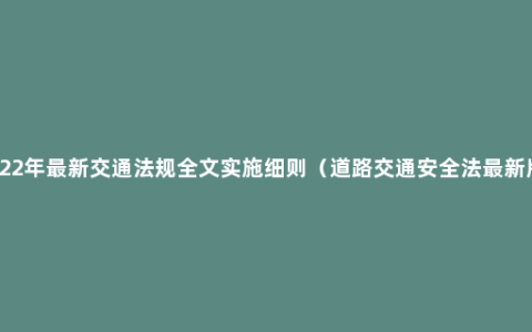 2022年最新交通法规全文实施细则（道路交通安全法最新版）