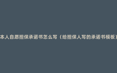 本人自愿担保承诺书怎么写（给担保人写的承诺书模板）