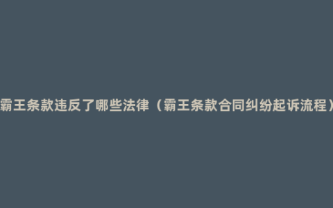 霸王条款违反了哪些法律（霸王条款合同纠纷起诉流程）