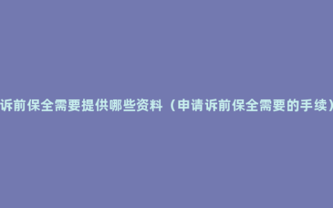 诉前保全需要提供哪些资料（申请诉前保全需要的手续）